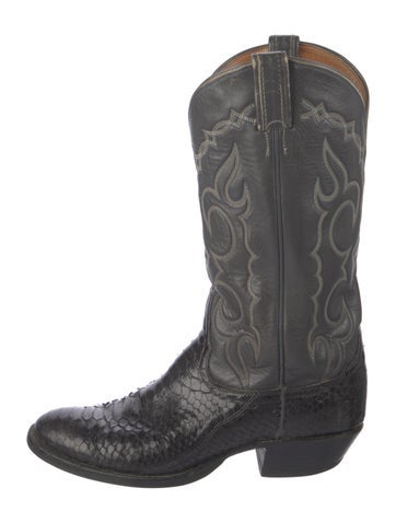 Tony Lama Boots Leather Embroidered Accent Western 9