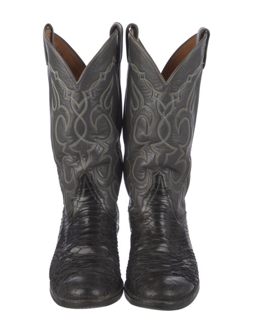 Tony Lama Leather Embroidered Accent Western Boots