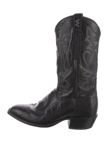 Tony Lama Boots Leather Embroidered Accent Western 10