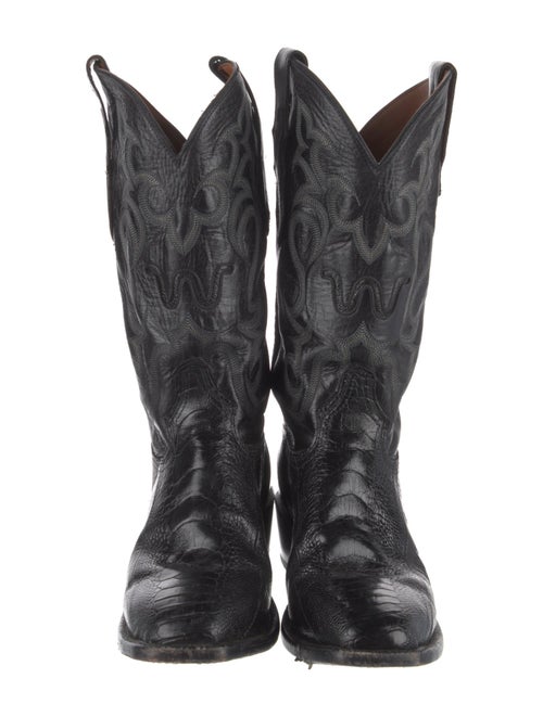 Tony Lama Leather Embroidered Accent Western Boots