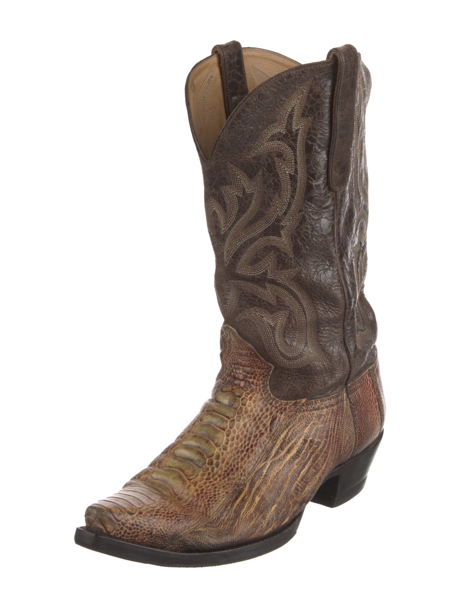 Tony Lama Leather Embroidered Accent Western Boots