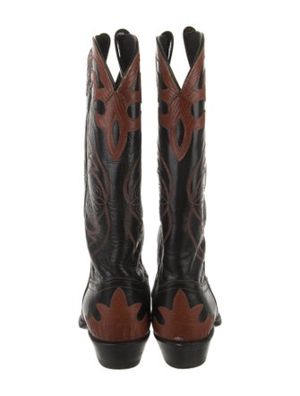 Tony Lama Leather Colorblock Pattern Western Boots
