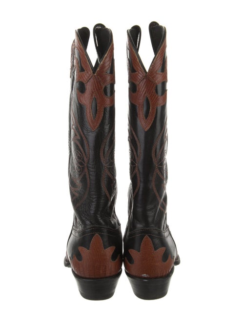 Tony Lama Leather Colorblock Pattern Western Boots