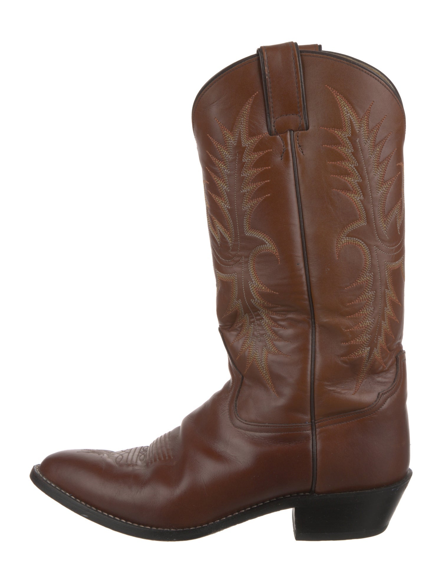 Tony Lama Leather Embroidered Accent Western Boots