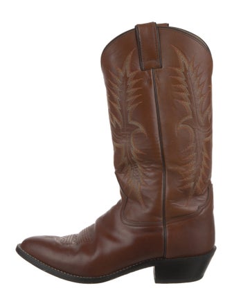 Tony Lama Leather Embroidered Accent Western Boots