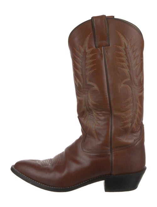 Tony Lama Leather Embroidered Accent Western Boots