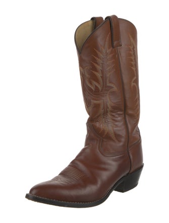 Tony Lama Leather Embroidered Accent Western Boots