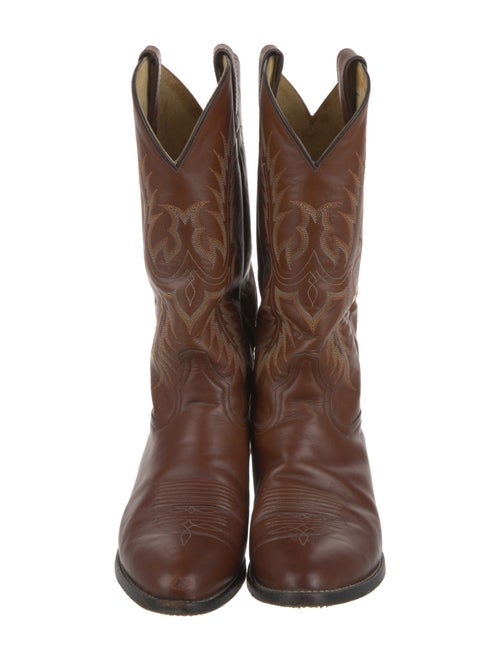 Tony Lama Leather Embroidered Accent Western Boots
