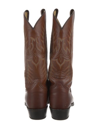 Tony Lama Leather Embroidered Accent Western Boots