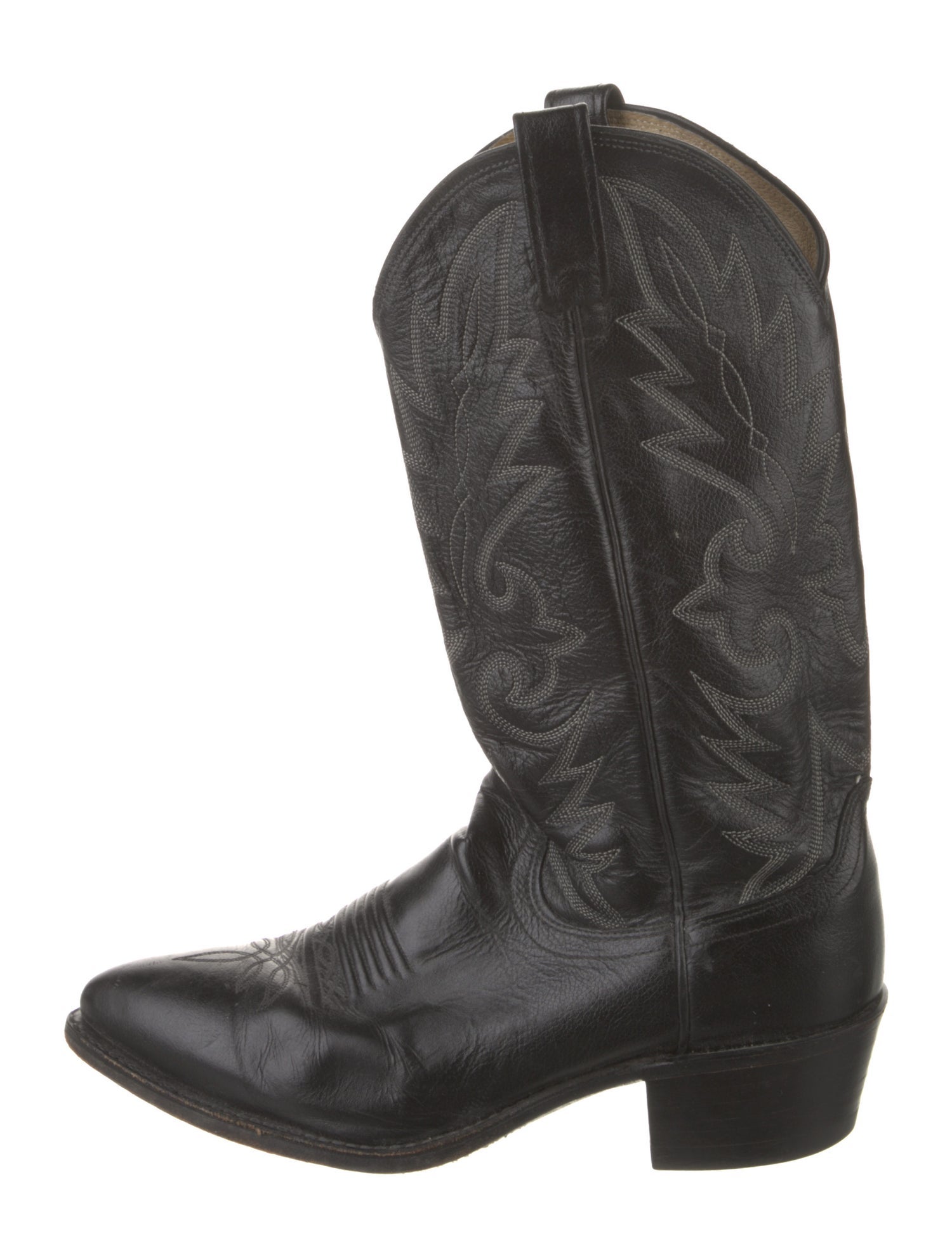 Tony Lama Leather Embroidered Accent Western Boots