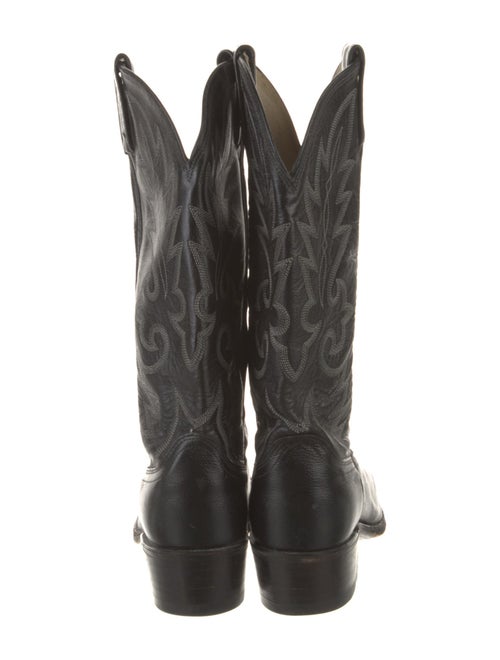 Tony Lama Leather Embroidered Accent Western Boots