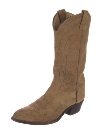 Tony Lama Suede Embroidered Accent Western Boots