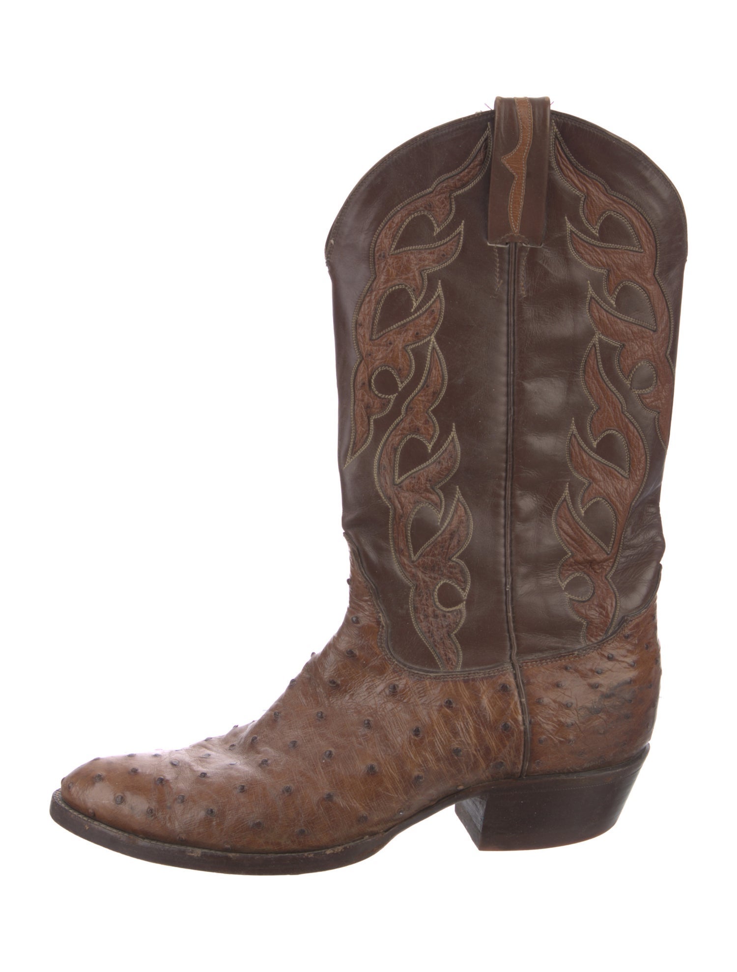 Tony Lama Ostrich Patterned Western Boots