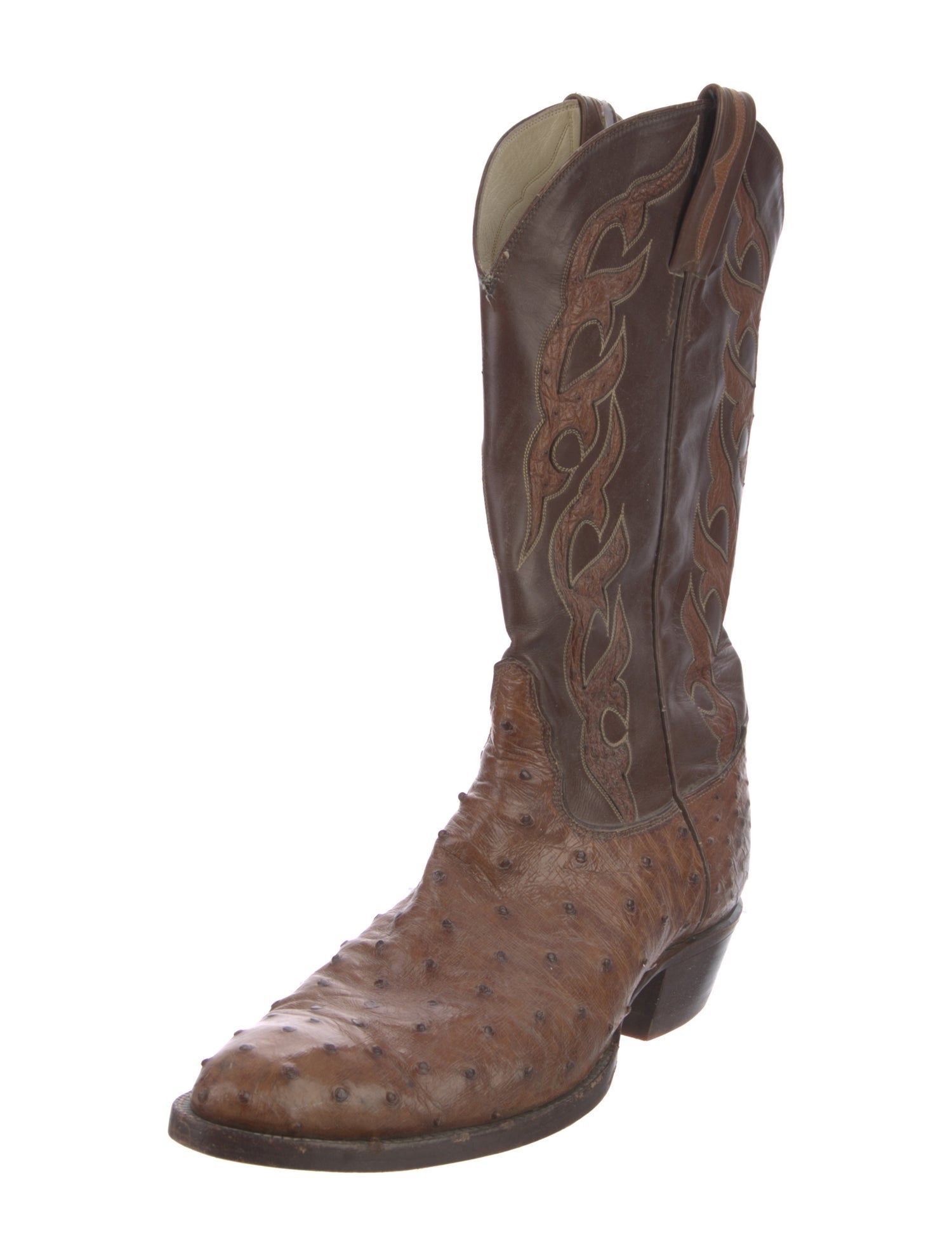 Tony Lama Ostrich Patterned Western Boots