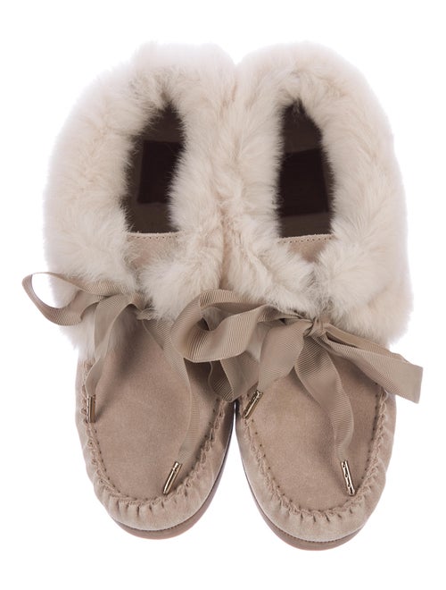 Tory Burch Aberdeen Fur-Trimmed Slippers w/ Tags