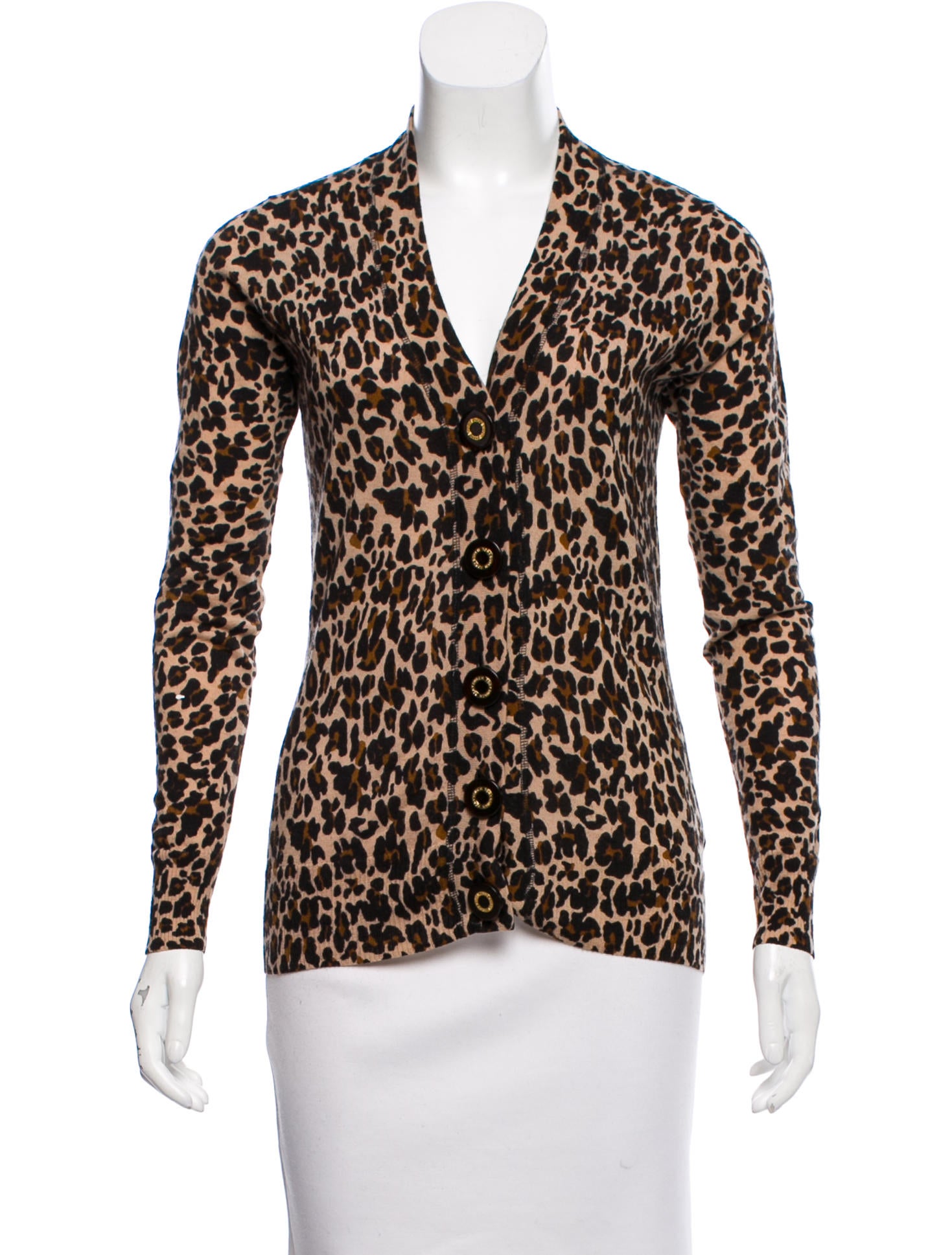 Tory Burch Leopard Print Wool Cardigan 