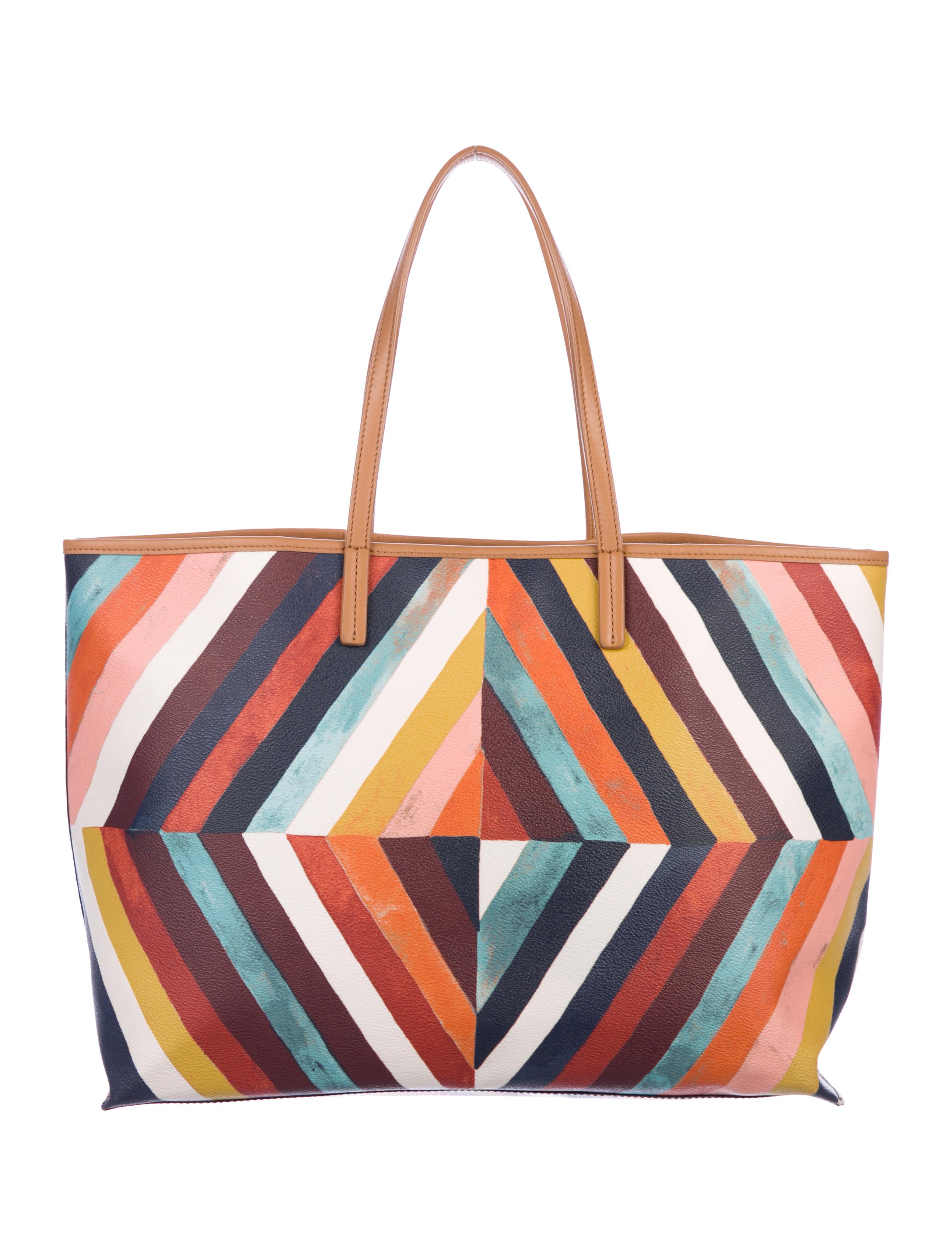 Tory Burch Kerrington Square Diamond Striped Tote - Blue Totes