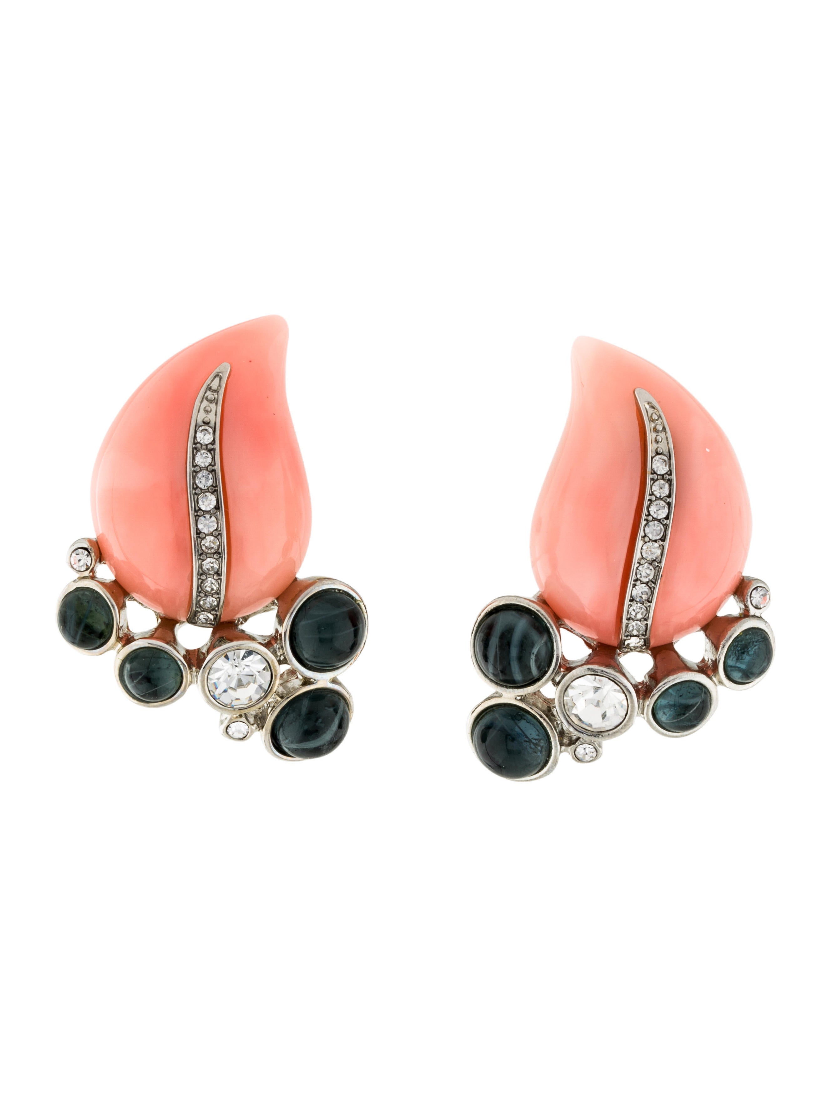Tory Burch x Kenneth Jay Lane Leaf Clip-On Earrings