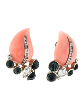 Tory Burch x Kenneth Jay Lane Leaf Clip-On Earrings