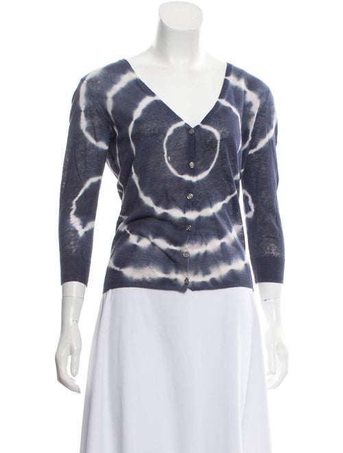 Tory Burch Tie-Dye Cardigan Sweater white