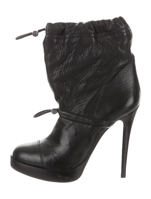 Tory Burch Leather Platform Boots Black