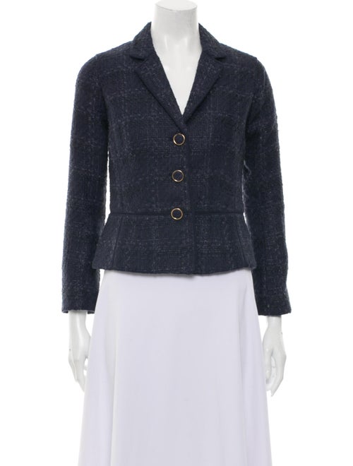 Tory Burch Plaid Print Blazer Blue