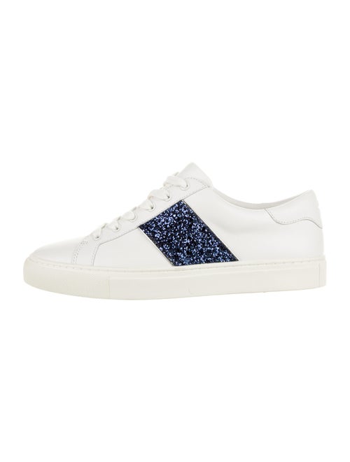 Tory Burch Leather Glitter-Accented Sneakers White