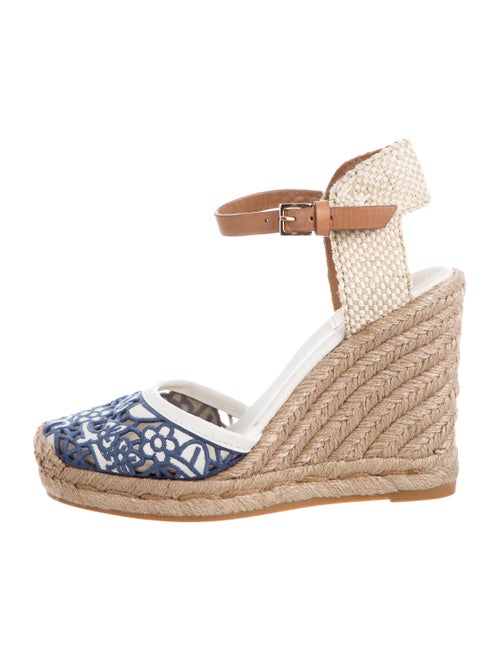 Tory Burch Floral Print Espadrilles Blue