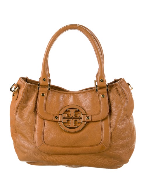 Tory Burch Grained Leather Satchel Cognac