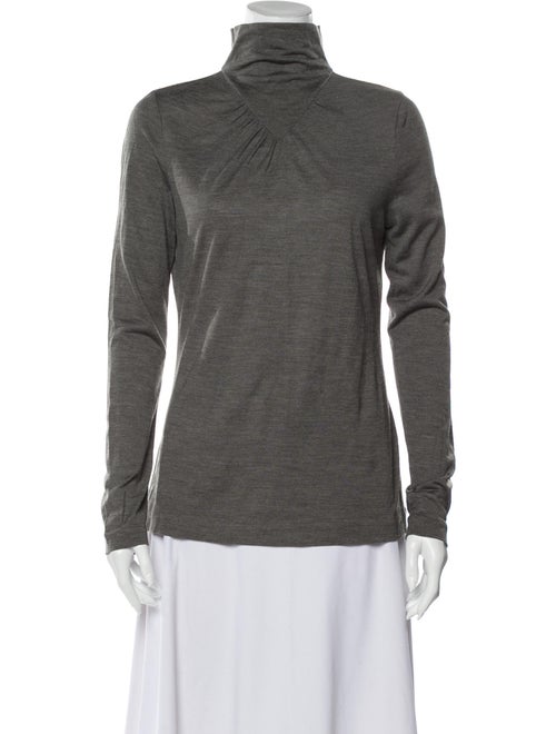 Tory Burch Turtleneck Long Sleeve Top Grey
