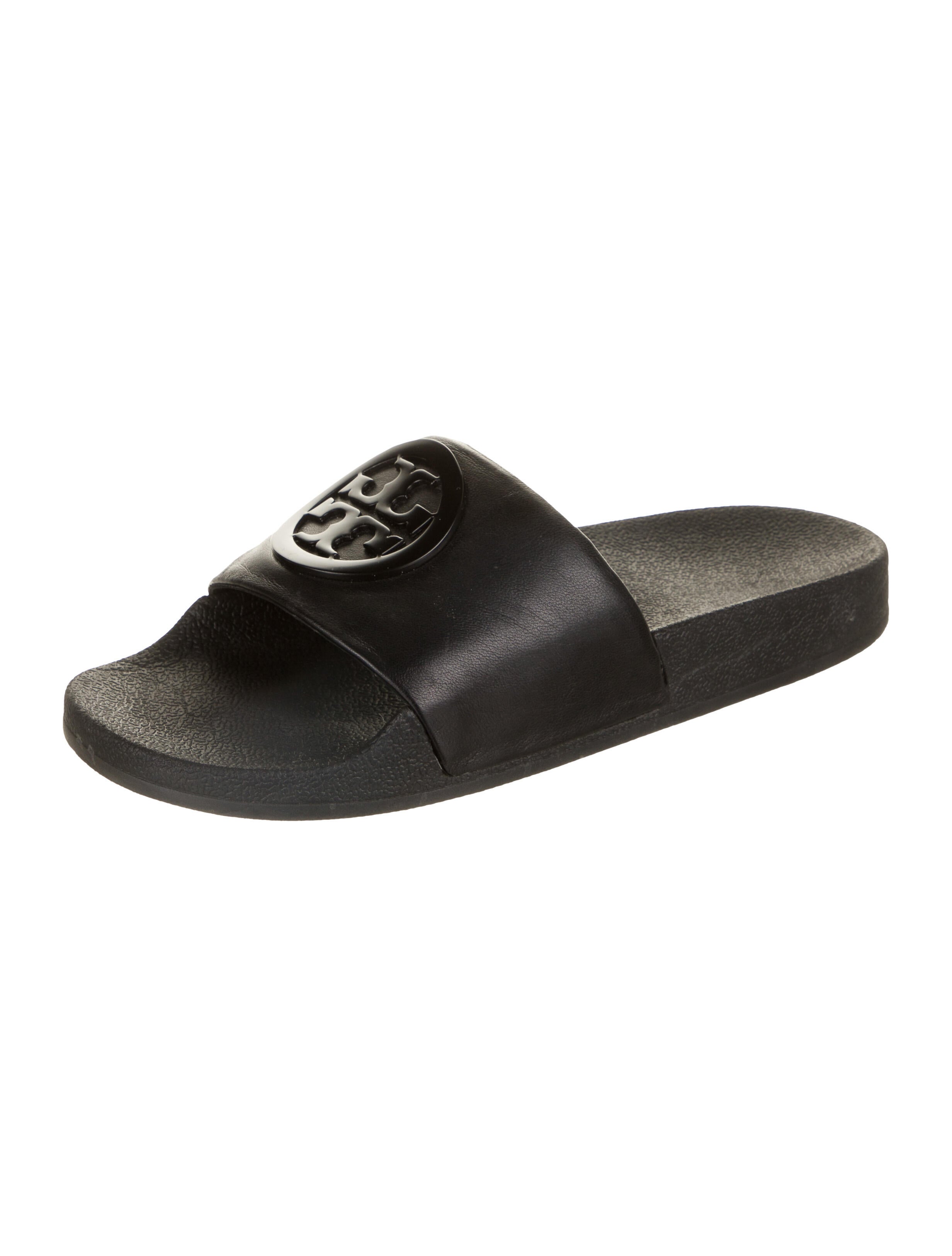 Tory Burch Lina Leather Slides - Black Sandals, Shoes - WTO265884 | The  RealReal