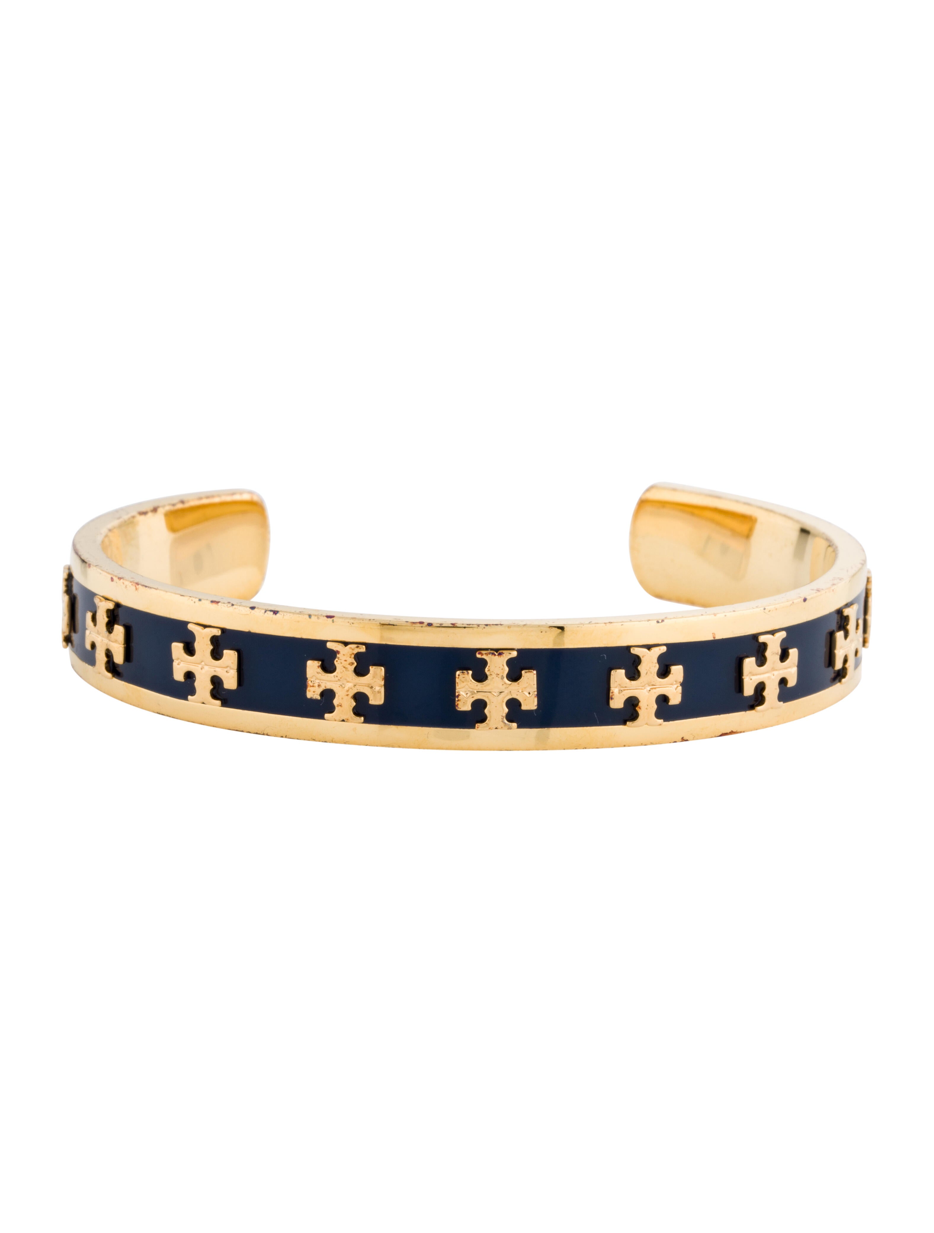 Tory Burch Enamel Logo Cuff GoldTone Metal Bangle, Bracelets