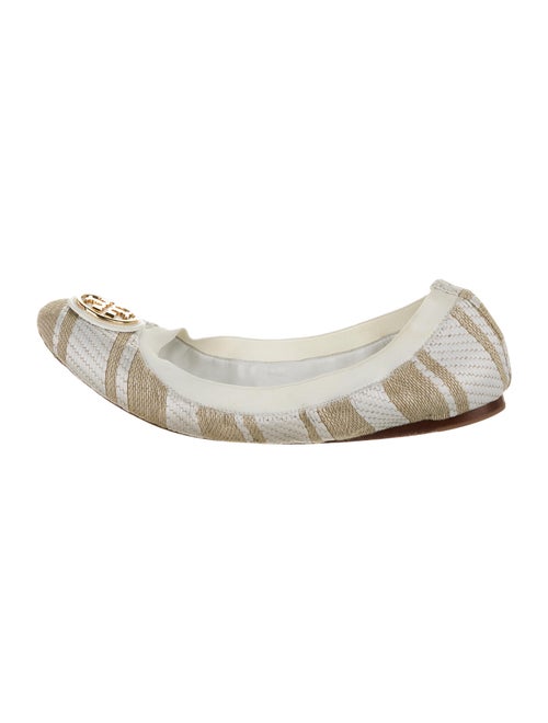 Tory Burch Striped Ballet Flats White