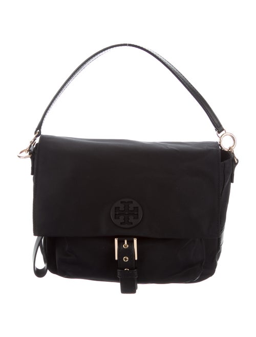Tory Burch Leather-Trimmed Nylon Shoulder Bag Blac