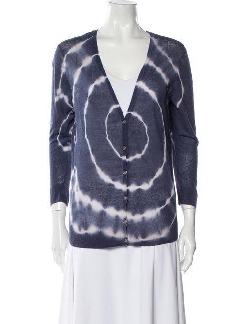 Tory Burch Linen Tie-Dye Print Sweater Blue