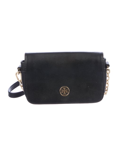 Tory Burch Leather Flap Crossbody Bag Black