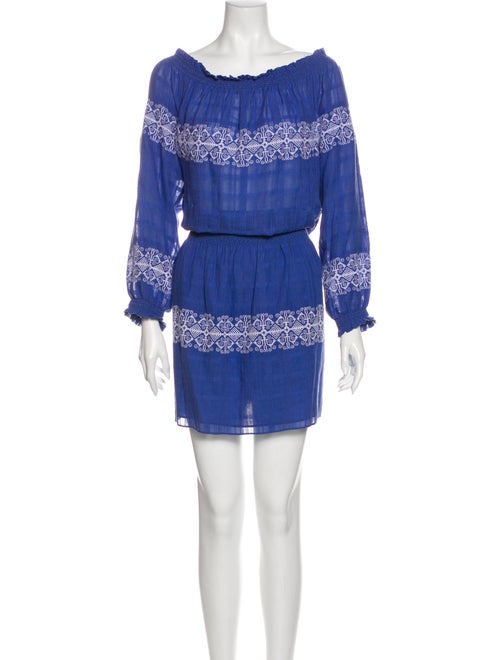 Tory Burch Off-The-Shoulder Knee-Length Dress Blue