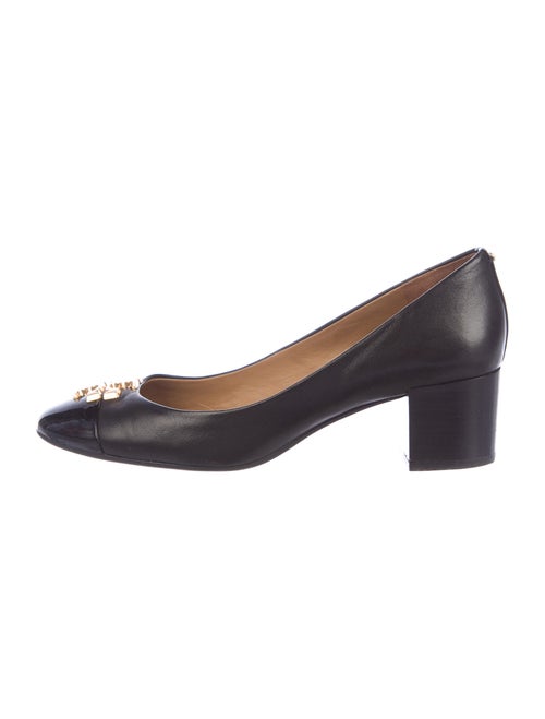 Tory Burch Signature Logo Leather Pumps Black