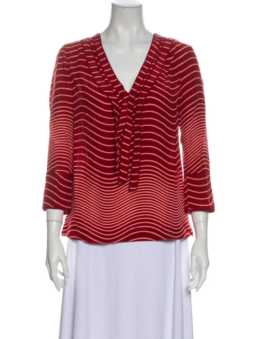 Tory Burch Silk Striped Blouse w/ Tags Red