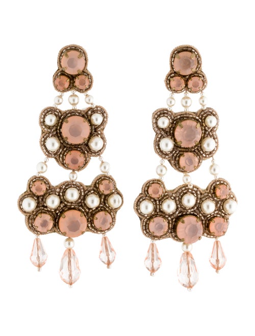 Tory Burch Faux Pearl Beaded Chandelier Earrings G