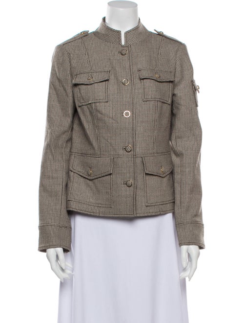 Tory Burch Houndstooth Print Utility Jacket Brown