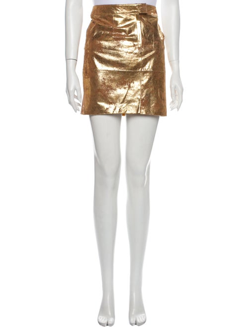 Tory Burch Leather Mini Skirt Gold