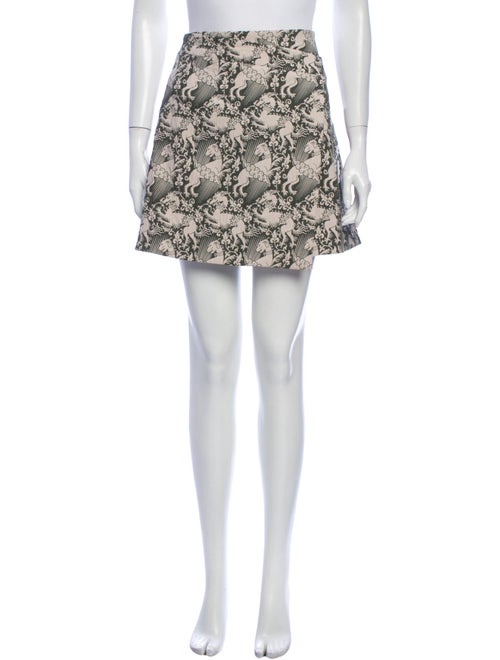 Tory Burch Printed Mini Skirt Green