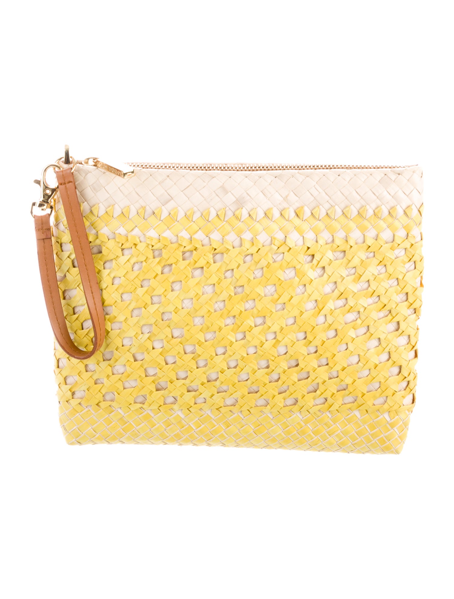 Tory Burch Straw Zip Clutch Yellow Clutches, Handbags WTO334912