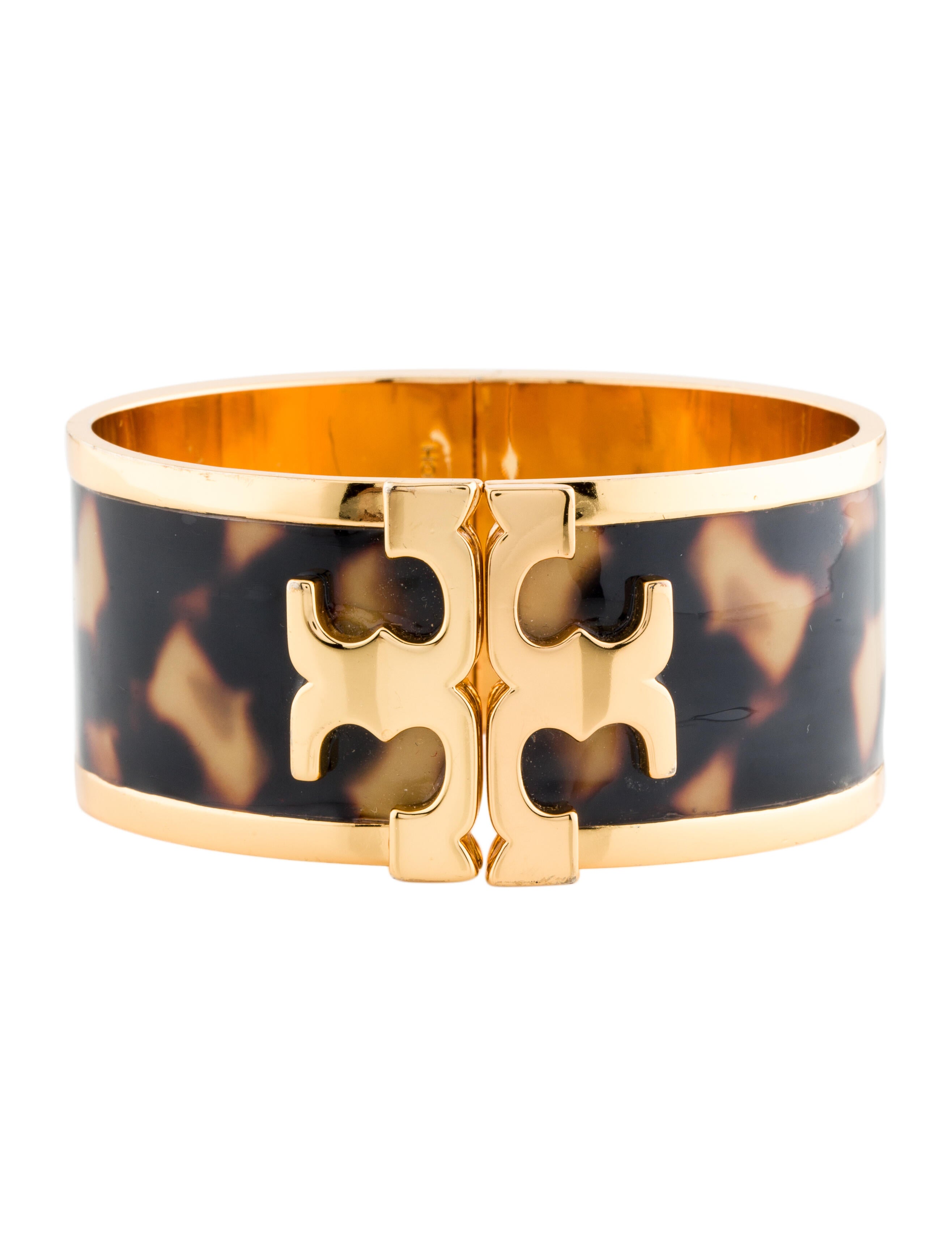 Tory Burch Wide Raised Logo Enamel Cuff