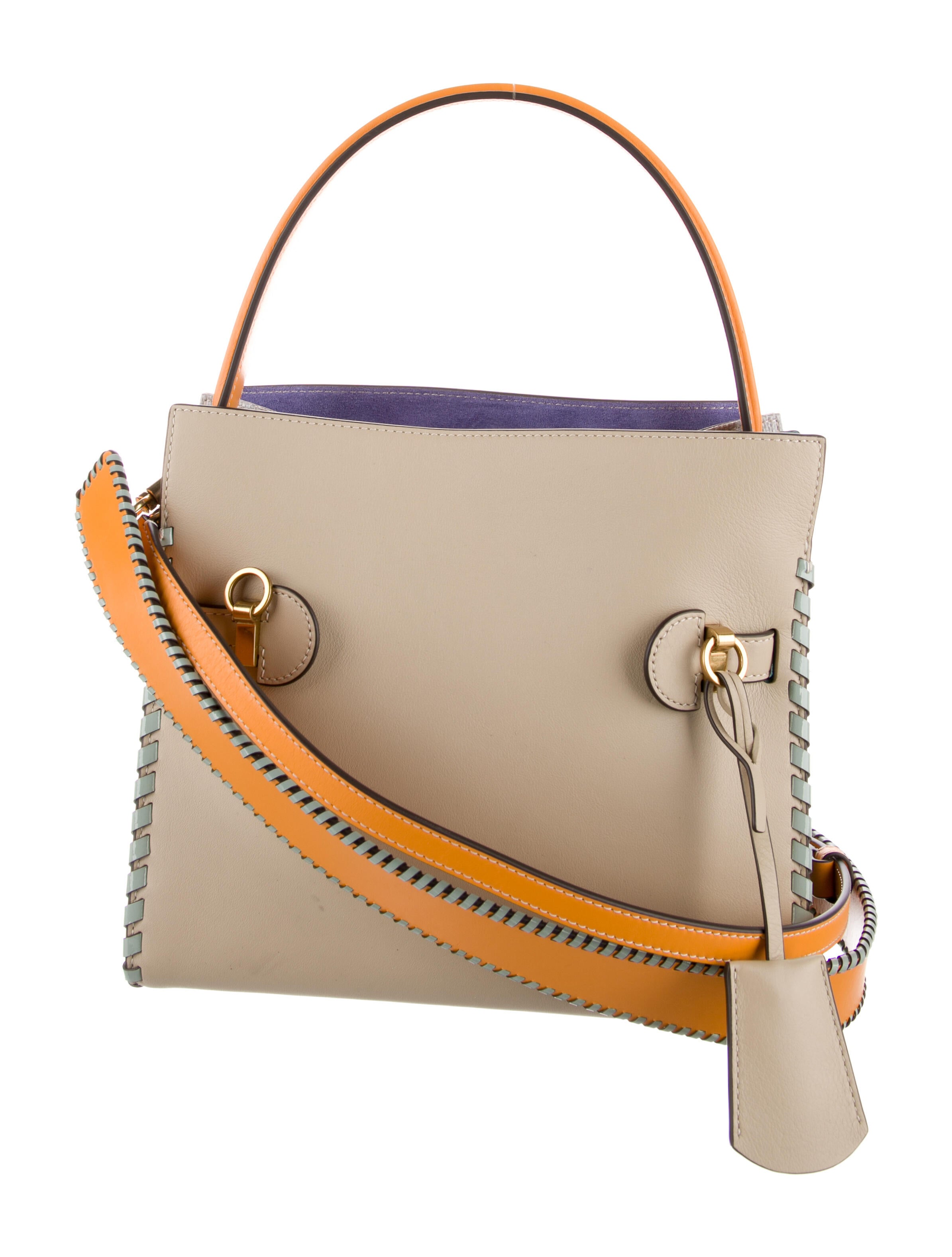 Tory Burch Lee Radziwill Whipstitch Small Double Bag - Neutrals