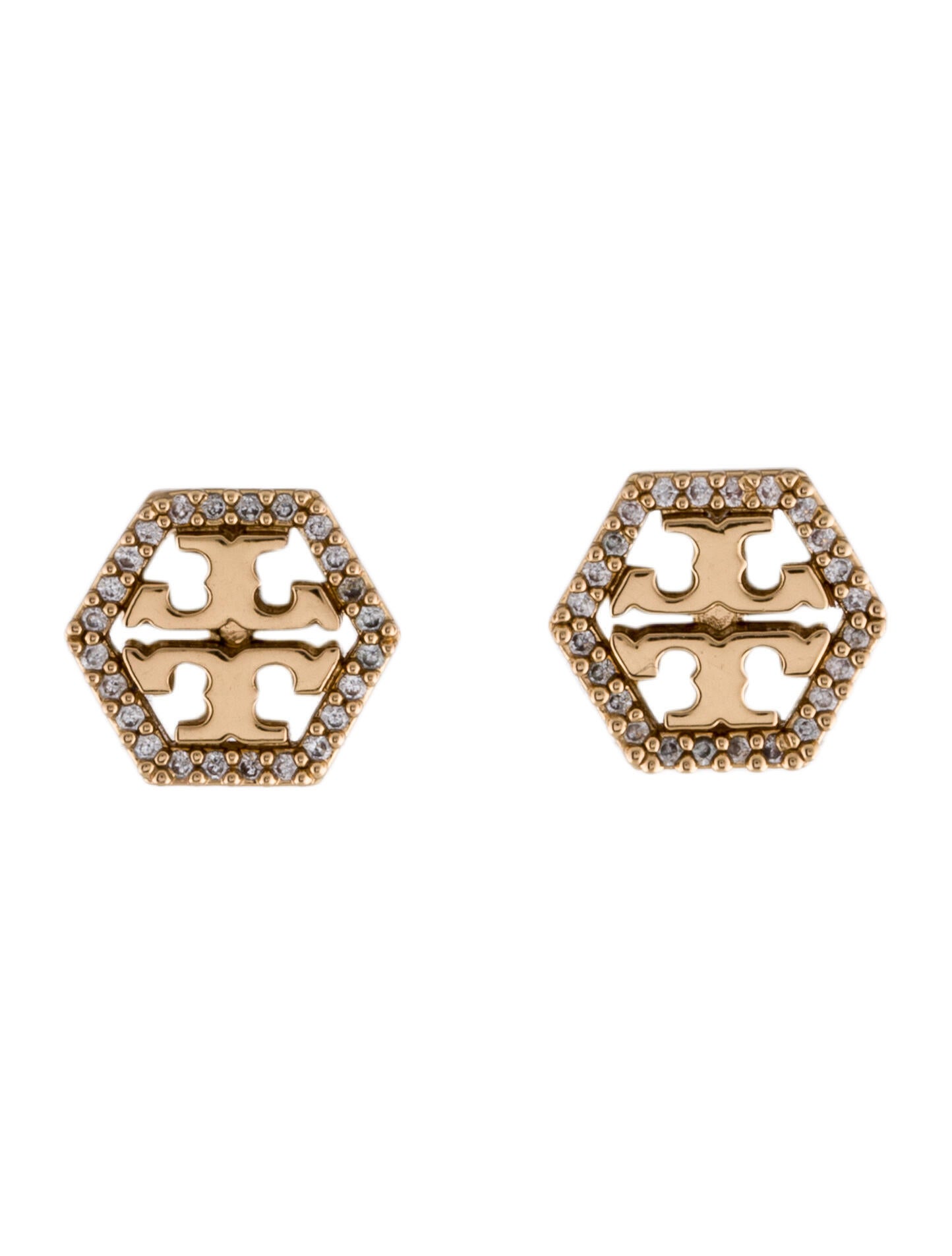 Tory Burch Hex Logo Stud★ゴールド/シルバ―ロゴピアス Tory Burch Hex Logo Stud Earrings 2025 | www.urbag.ws