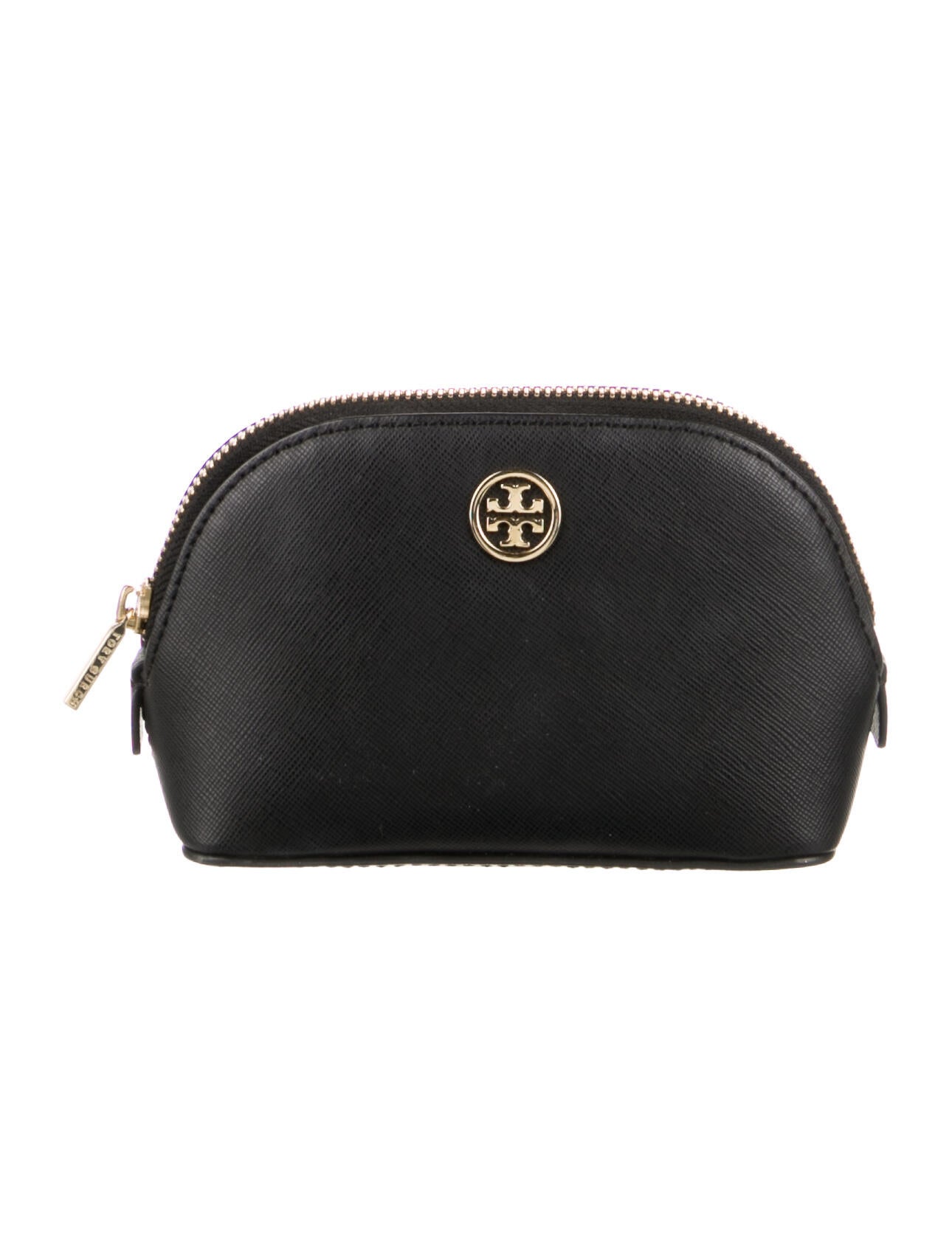 Tory Burch Solid Leather Cosmetic Bag Black Cosmetic Bags