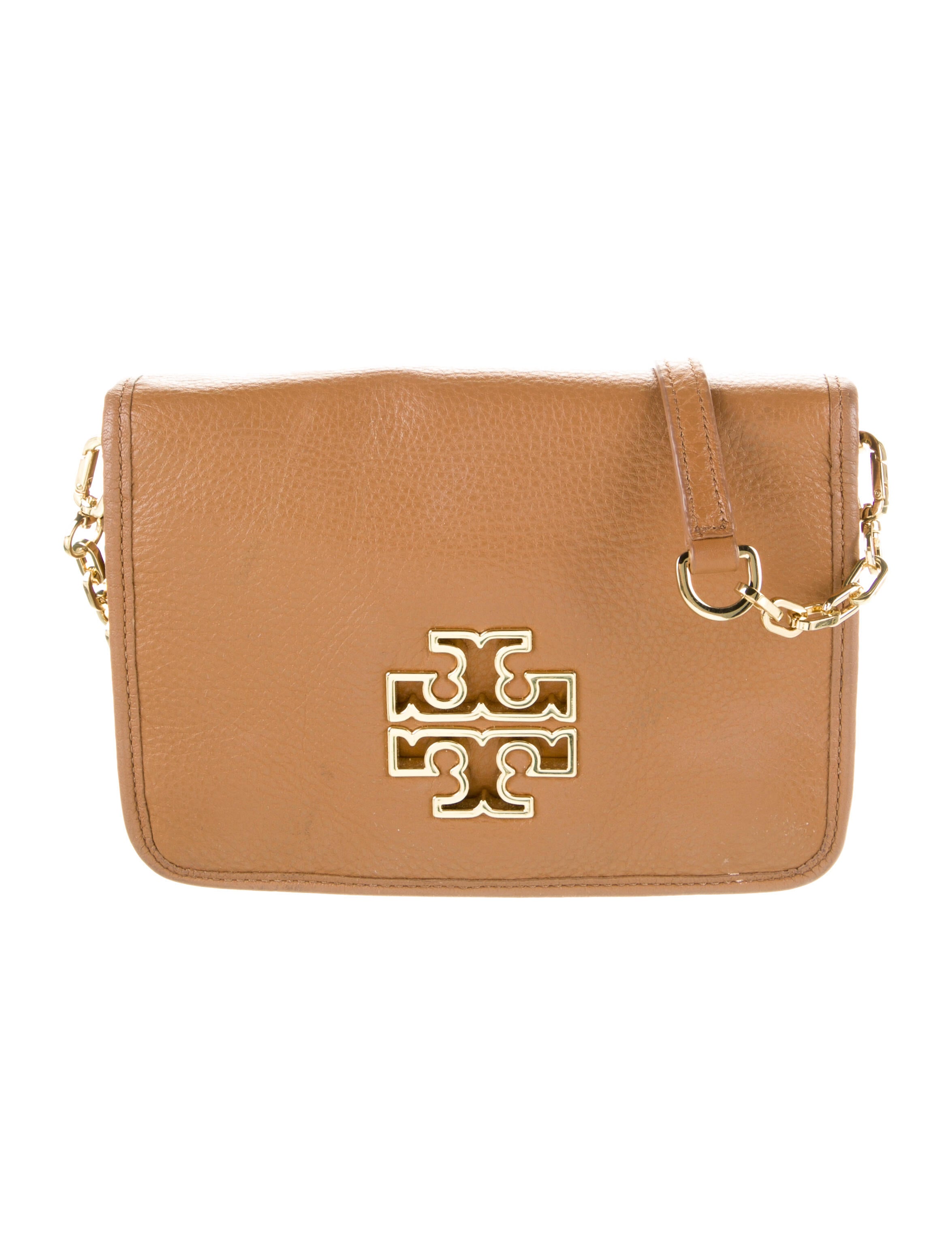 Tory Burch Grained Leather Flap Crossbody Bag Brown Crossbody Bags