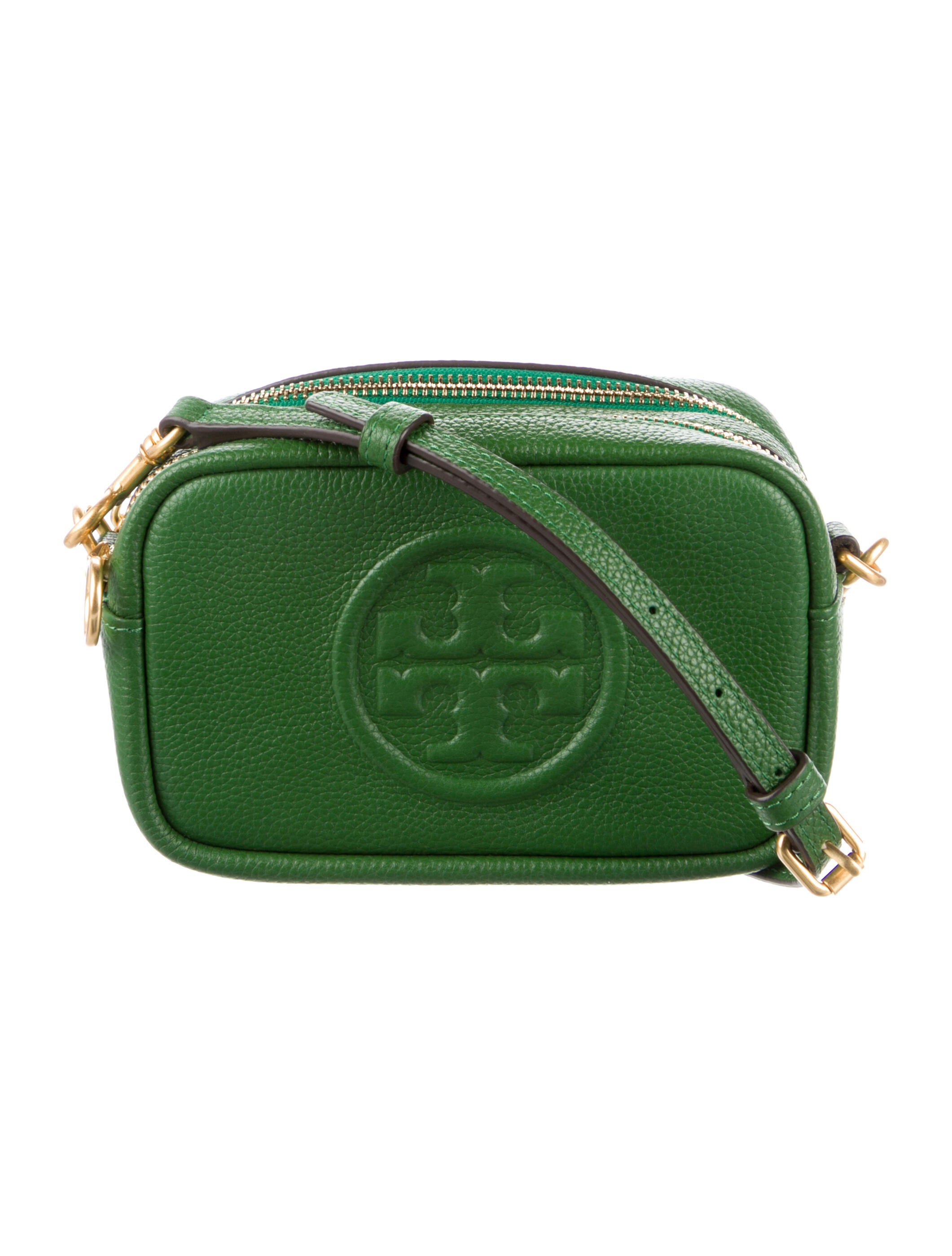 Tory Burch Pebbled Leather Crossbody Bag Green Crossbody Bags
